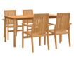 Комплект градински мебели, масивна тикова дървесина, 5 части thumbnail 2
