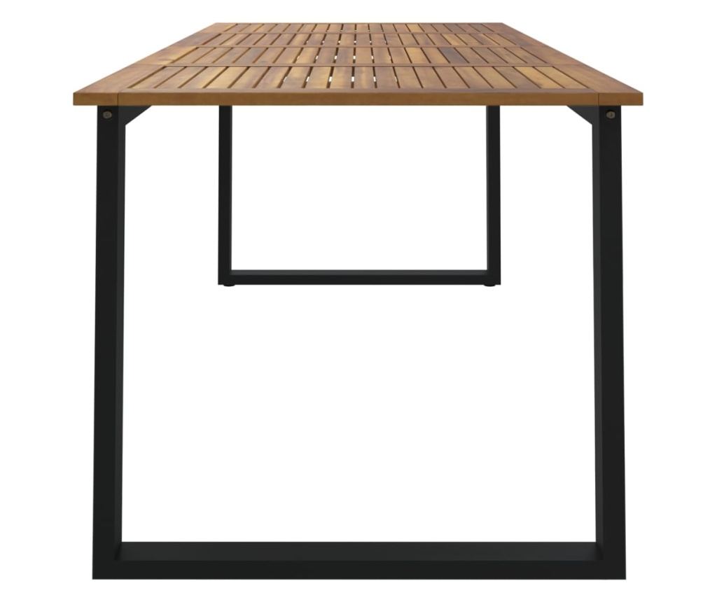 Градинска маса с U-образни крака 200x90x75 см масивна дървесина акация - 4