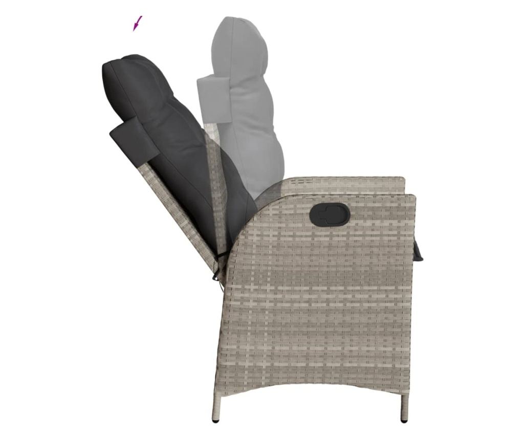 Бистро комплект с възглавници 3 части светлосив полиратан - 8