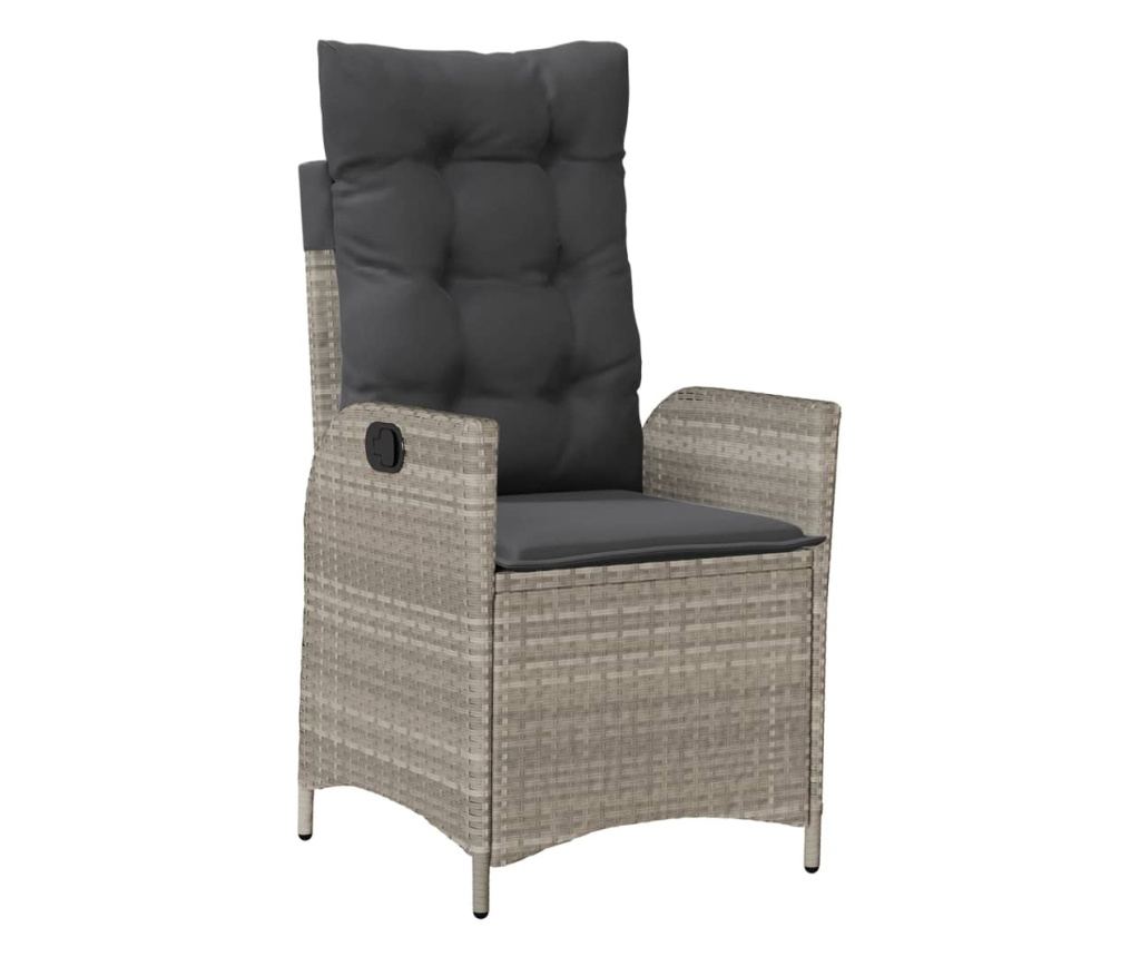 Бистро комплект с възглавници 3 части светлосив полиратан - 4