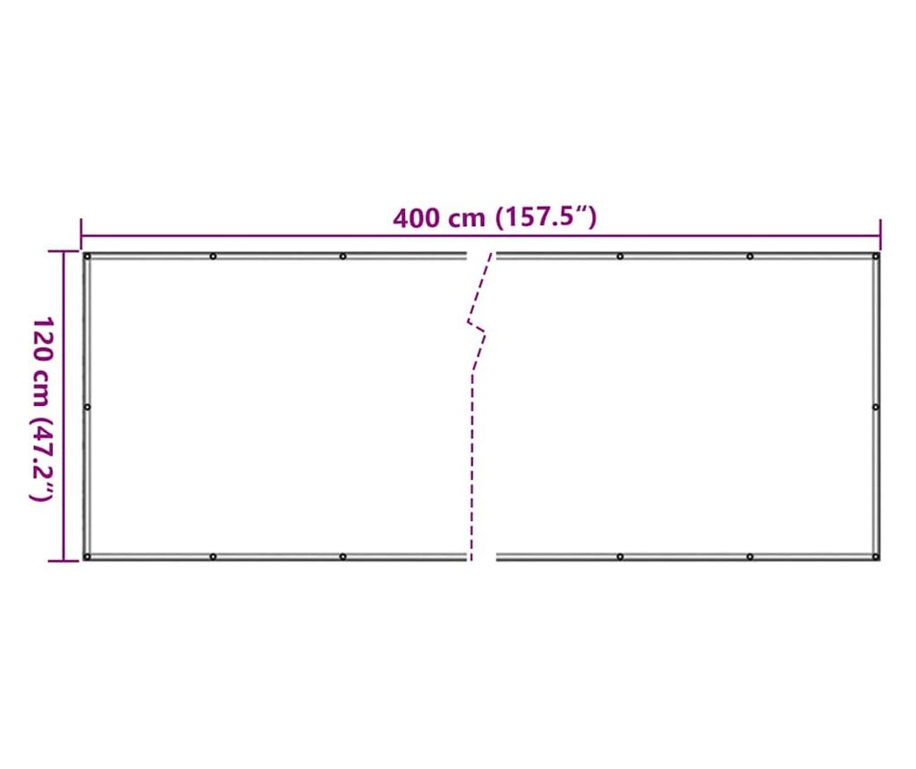 Balkonová zástěna šedá 400 x 120 cm PVC - 6