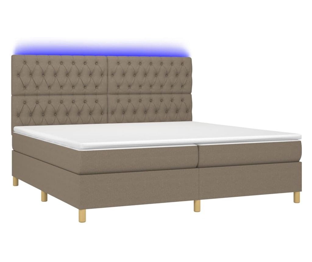 Легло с пружини, матрак и LED, тъмносиво, 200x200 см, текстил - 2