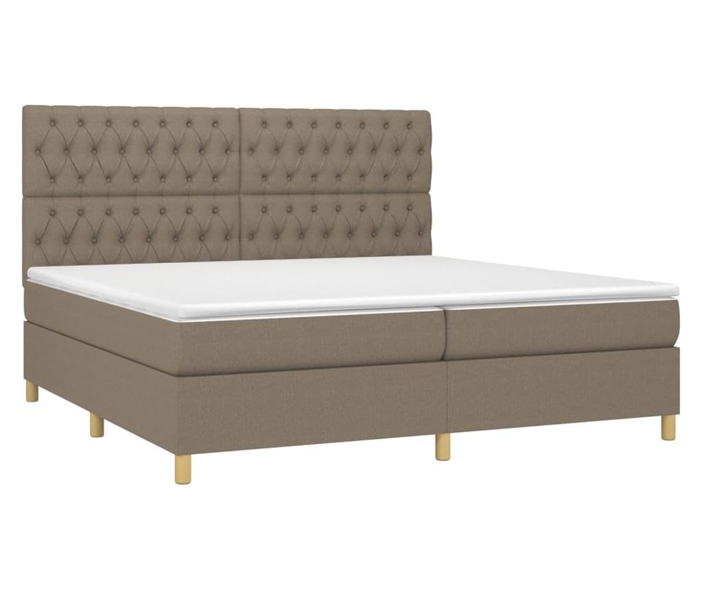 Легло с пружини, матрак и LED, тъмносиво, 200x200 см, текстил - 3