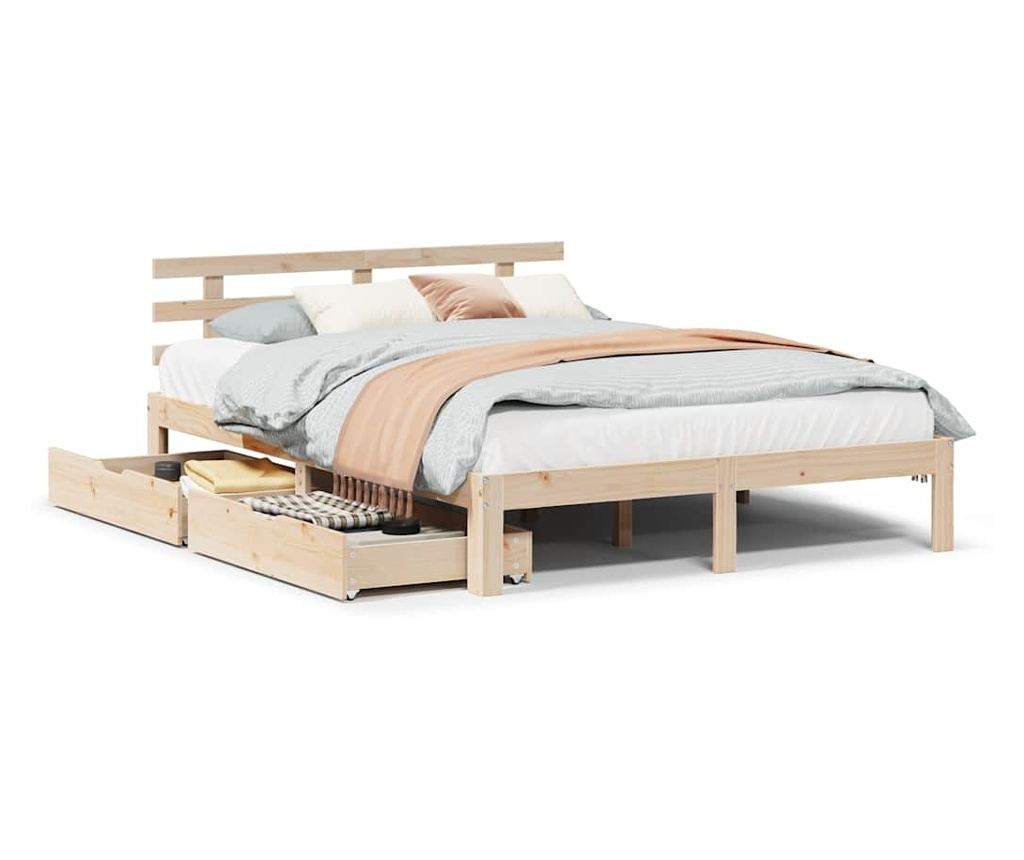Рамка за легло с чекмеджета, 120x200 см, масивна борова дървесина - 2