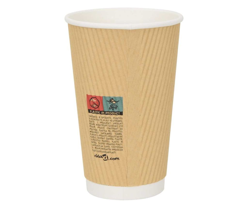 Хартиени чаши за кафе 500 бр. 16oz 400ml Кафяво - 4