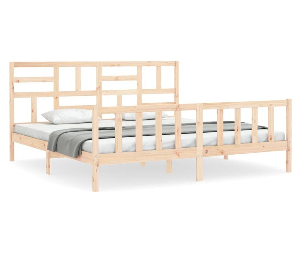 Рамка за легло с табла 200x200 см, масивна борова дървесина - 2