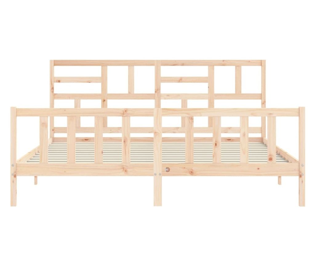 Рамка за легло с табла 200x200 см, масивна борова дървесина - 6