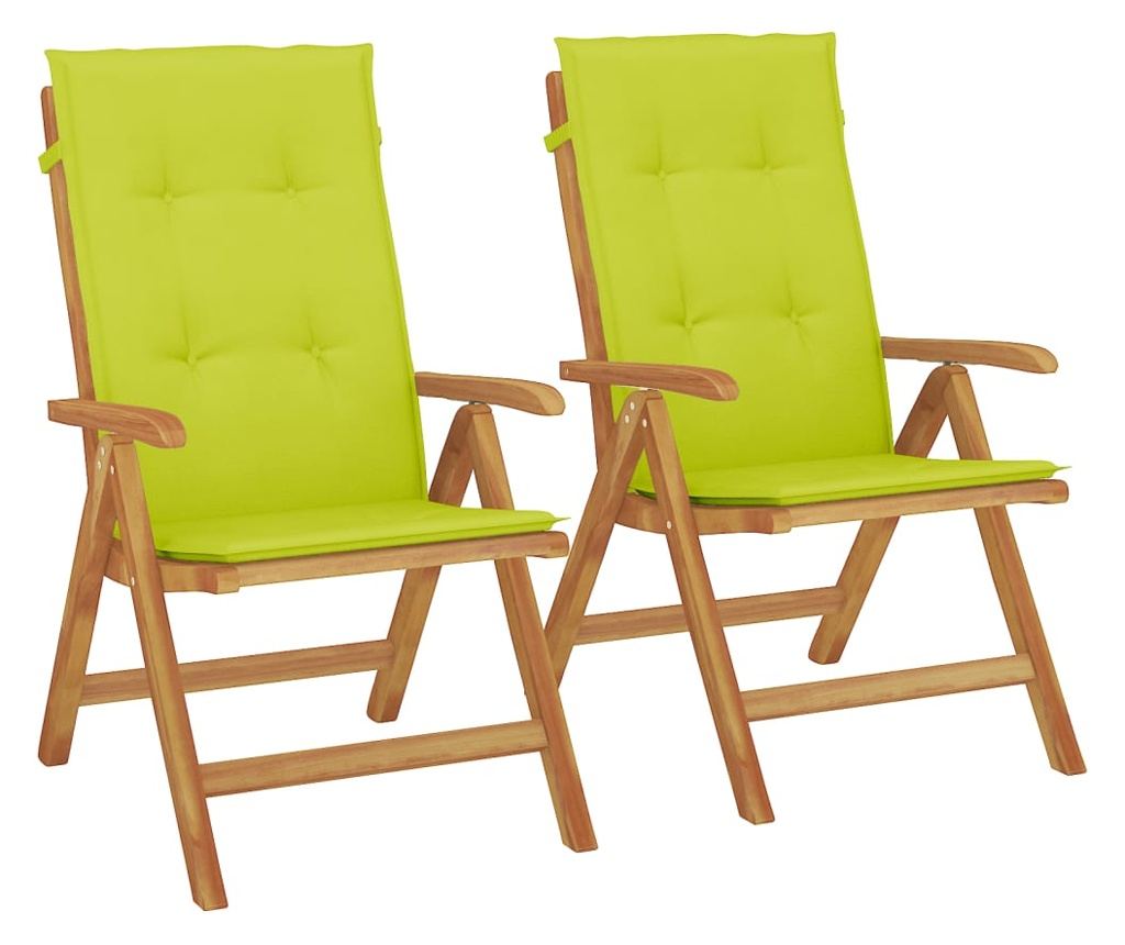 Сгъваеми градински столове с възглавници, 2 бр., Масивно тиково дърво - 2