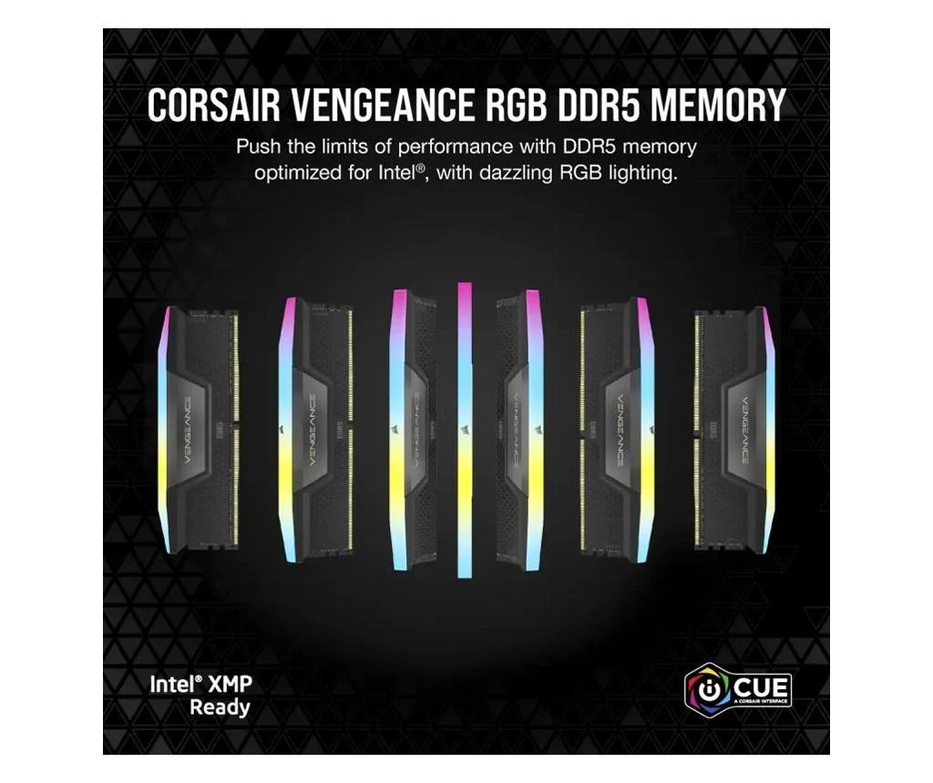 メモリー CORSAIR VENGEANCE RGB DDR5 32GB VENGEANCE® RGB 32GB (2x16GB) DDR5 DRAM 7200MHz C34 Memory Kit — Black