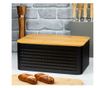 Cutie de paine 35.5 x 23.5 metalica neagra Kinghoff KH1713, capac detasabil din bambus thumbnail 2