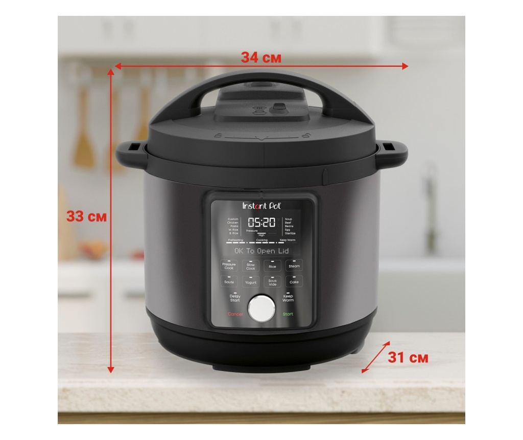 Instant Pot Duo Plus Whisper Quiet Multicooker 112307901, 1000 W, 5,7 l, 9 programe, Pornire întârziată, Afișaj LCD, Negru - 13