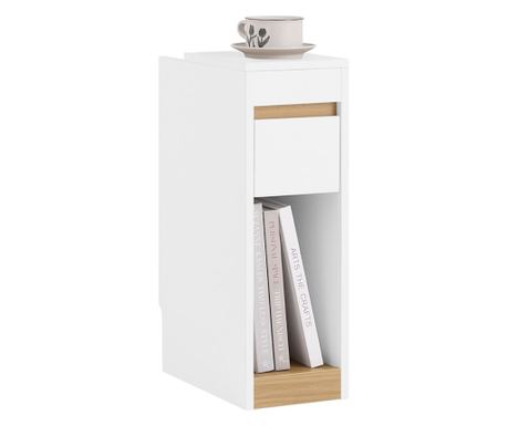 SoBuy ozka nočna omarica z odstranljivim pokrovom in predalom – bela lesena omarica za spalnico ali dnevni prostor (20 x 35 x 60