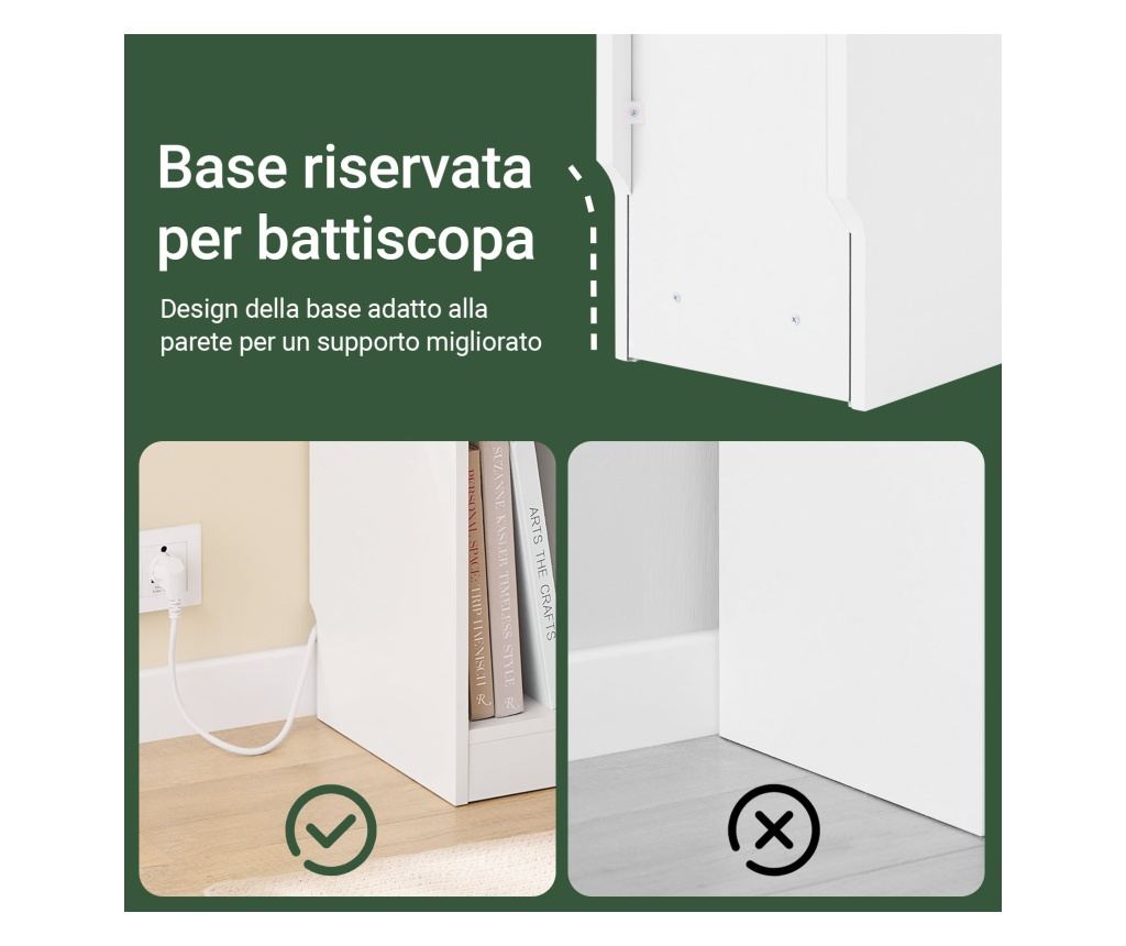 Ozka nočna omarica s predalom in USB priključki, 20 x 35 x 60 cm, bela in lesena, za spalnico ali dnevno sobo, model FBT111-E-WN - 6