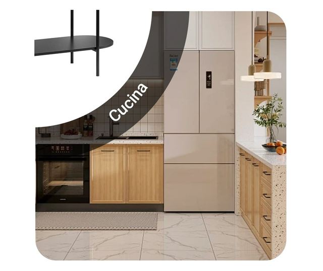 Sodobna konzolna miza SoBuy iz svetlega lesa in črne kovine s policami – prostorsko varčna rešitev za hodnik, dnevno sobo ali pi