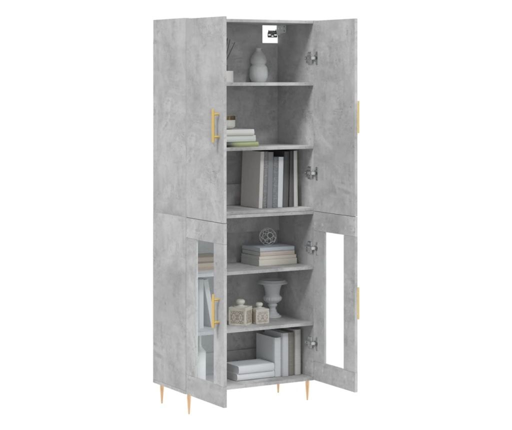 Visoka ormar, siva beton, 69,5x34x180, kompozitno drvo - 3