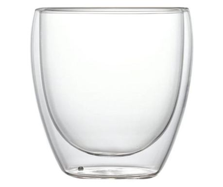 Pahar din sticla Borosilicata cu pereti dubli, 200 ml
