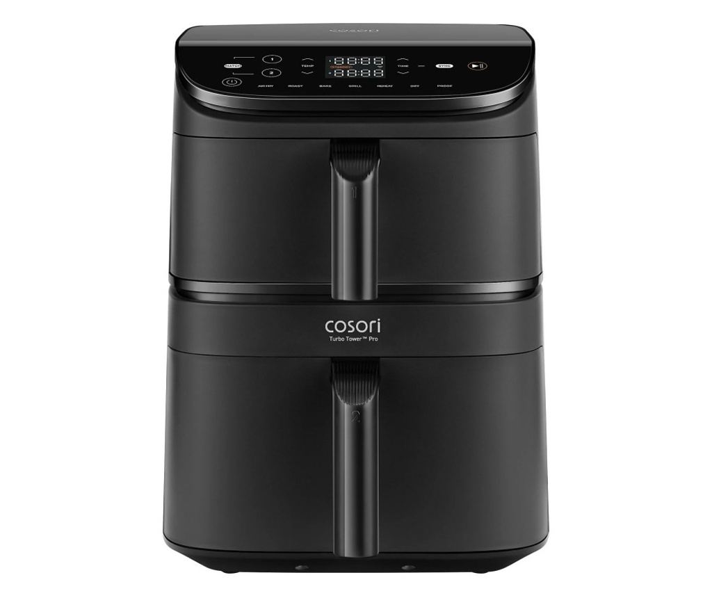 Cosori CAF-DC121 Turbo Tower Friteuză cu Aer Dublă, 2630W, 4.3/6.5 L, 7 ...