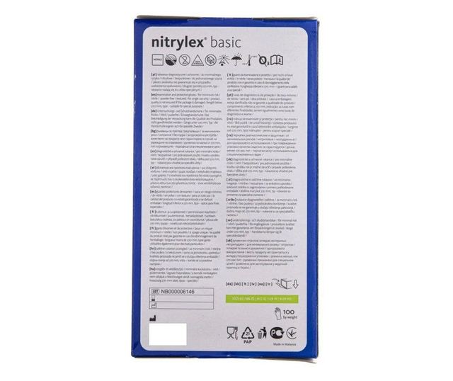 Manusi Examinare nitril, nepudrate, Nitrylex Basic, 100buc/cutie, marimea S, culoarea albastru