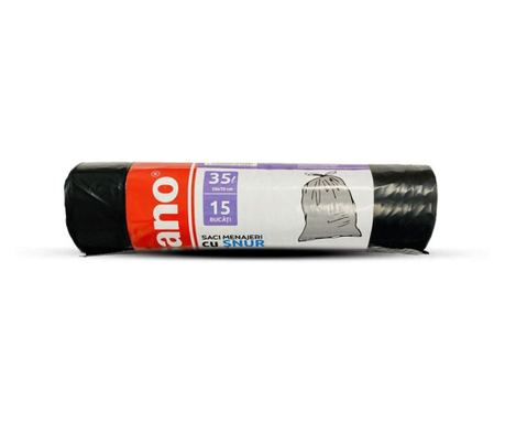 Saci menajeri cu snur negri, Sano, 35 L, 15 buc, 50x70 cm