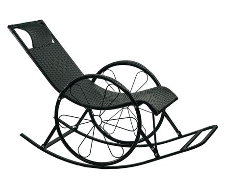 Črn kovinski gugalni stol iz ratana 61x149x90 cm