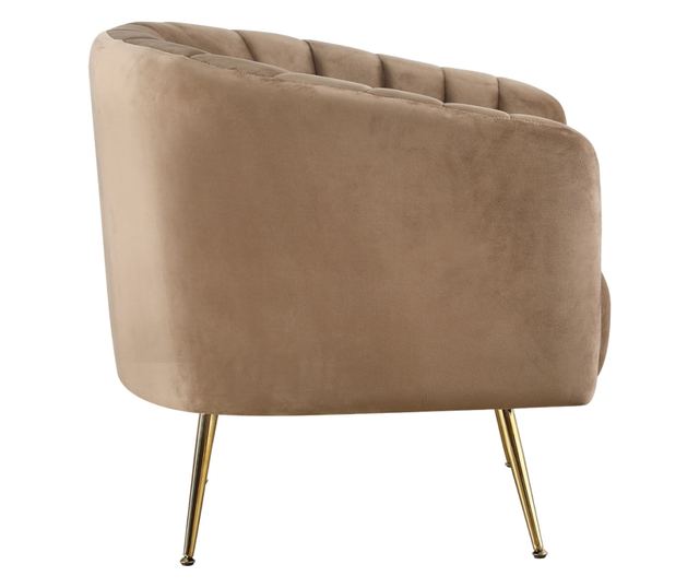 Smeđa baršunasta fotelja Bagy sa zlatnim kromiranim nogama, 78x78x78 cm