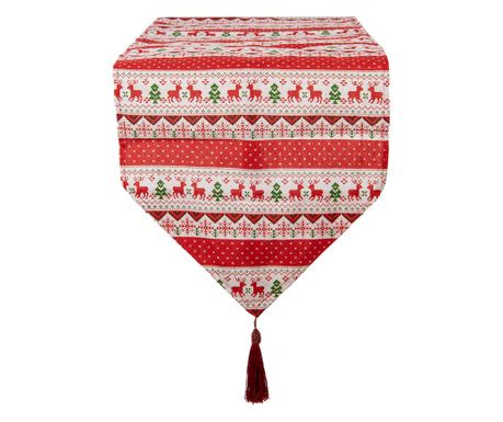 Többszínű Karácsonyi Rénszarvas Textil Asztali Futó 33x180 cm