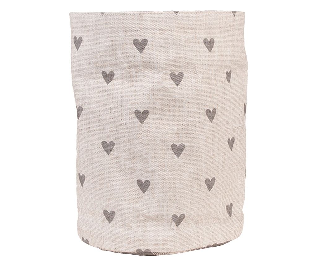 Cos bumbac bej gri Inimioare Ø 15x16 cm - 2