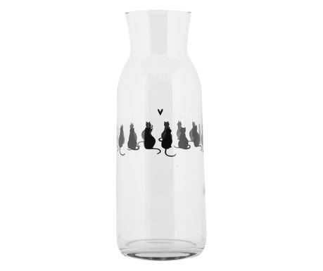 Macskás átlátszó fekete üveg kancsó Ø 9x25 cm / 1000 ml