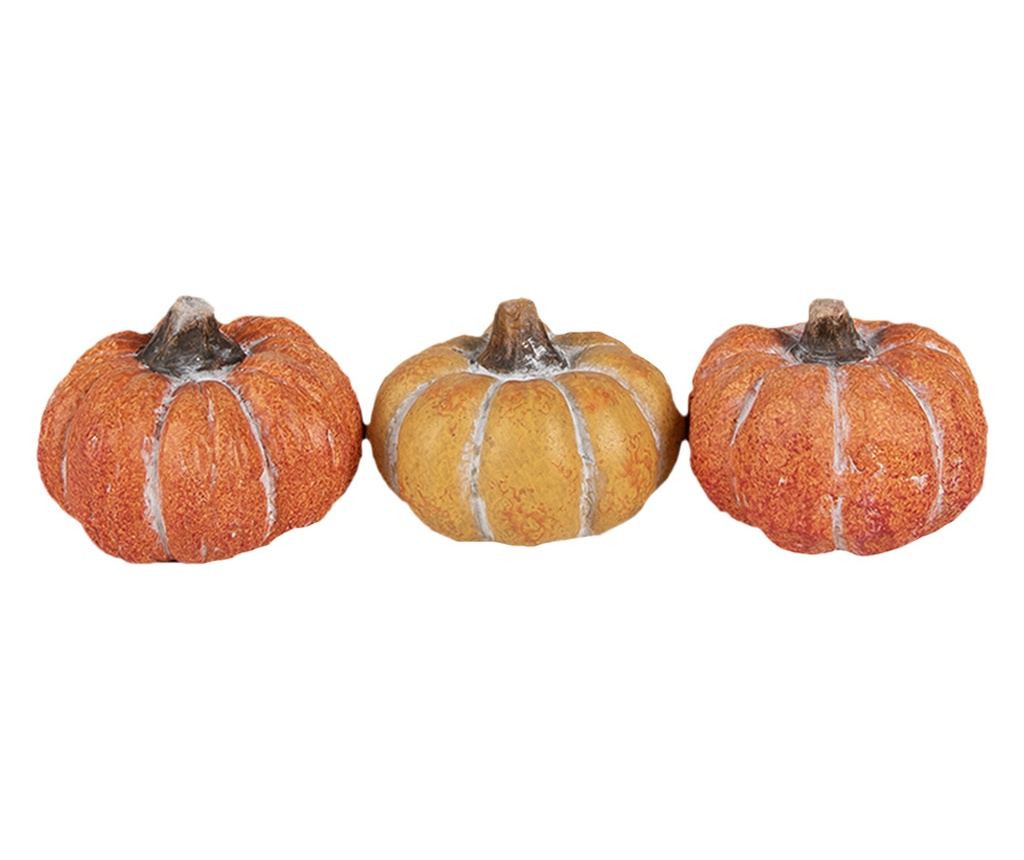 Komplet 3 okrasnih oranžnih keramičnih buč 18x7x4 cm - 2