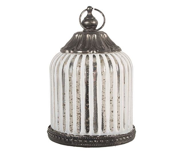 Felinar cu led sticla metal Ø 8x12 cm