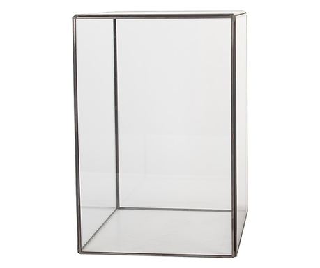 Decorative Wooden Plate with Glass Dome 14x14x24 cm