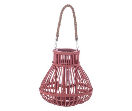 Komplet 2 rožnatih bambusovih lantern s steklom Belem Ø25x25v