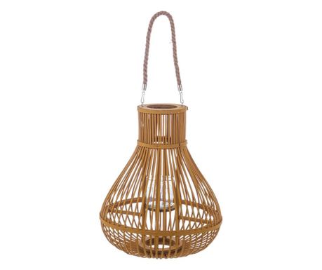 Komplet 2 bambusovih lantern, oranžno steklo Belem Ø34x41v