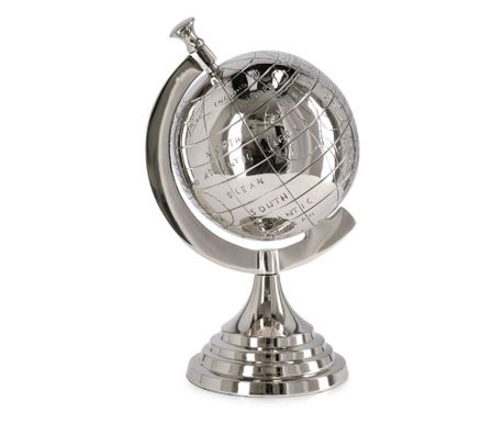 Srebrni metalni ukrasni globus 18.5x15.5x28.5v