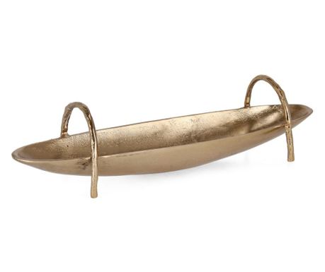 Tava decorativa aluminiu auriu Sagar 47,5x12x12h