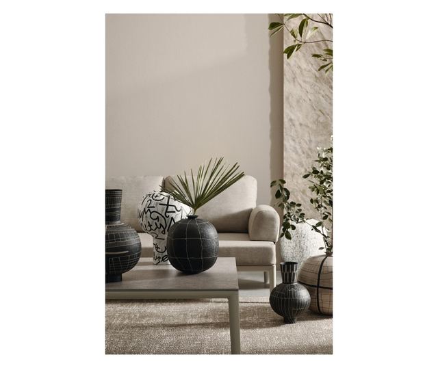 Siva Μαύρο και Μπεζ Γυάλινο Βάζο Λουλουδιών Ø30x43h