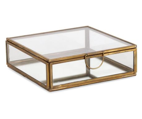 Škatla za nakit Tehri Gold Metal Glass 15x15,5x4,5v