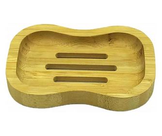 Savoniera din bambus Pufo Nature pentru baie, 12 cm, maro