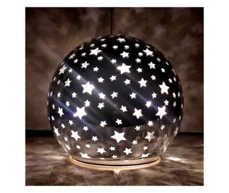 Dekoracija Edelman - Mali srebrni globus s LED svjetlima