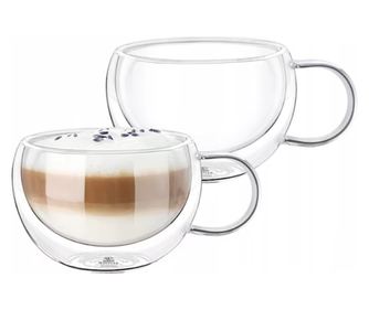 Andrea 2 db-os kapucsn bgrekszlet, boroszilikt veg, 300 ml