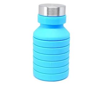 Termos pliabil din silicon, 470 ml,Gonga® Albastru