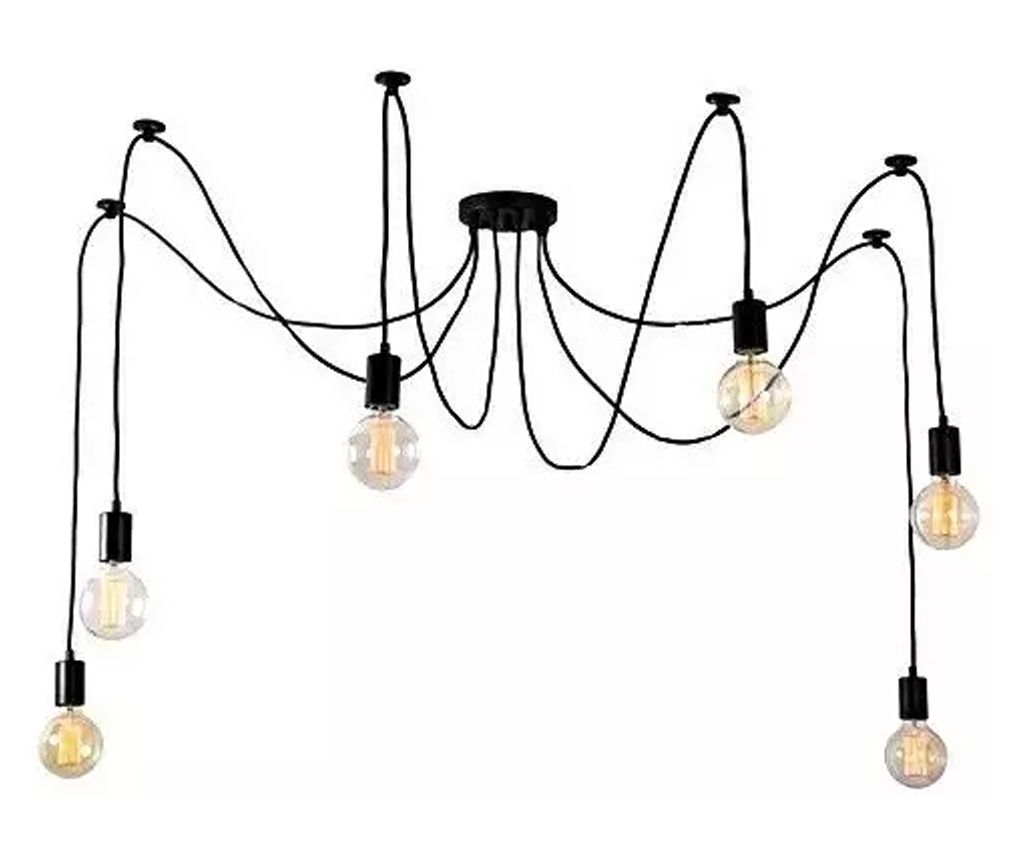 Spider Chandelier with 6 E27 Sockets, 115 cm Black