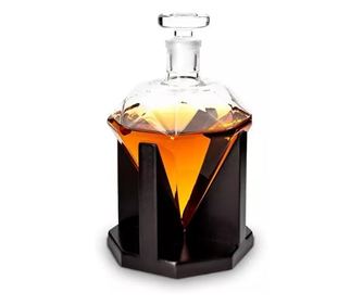 Set decantor in forma de diamant si 9 cuburi pentru racire bauturi, 1000 ml,Gonga® Transparent