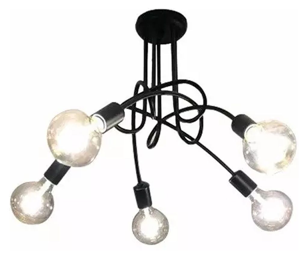 Chandelier with 5 E27 Lights, 34 cm Black