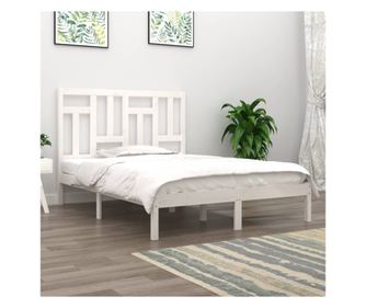 Krevetni okvir, bijeli, 160x200 cm, masivno borovo drvo