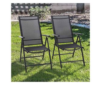 Scaun pliabil de gradina din aluminiu, 2 buc