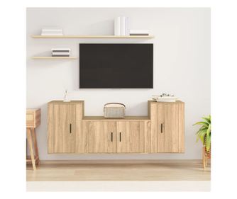 Set dulap TV, 3 piese, stejar sonoma, lemn prelucrat