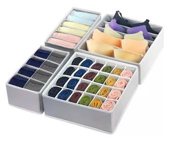 Set Organizator de sertar, 4 piese, Gonga® Gri