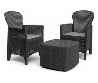Set gradina/terasa, Progarden, TREE, 3 piese, polipropilena, antracit, 2 scaune 59x57x85.5 cm, masa 53x53x40 cm