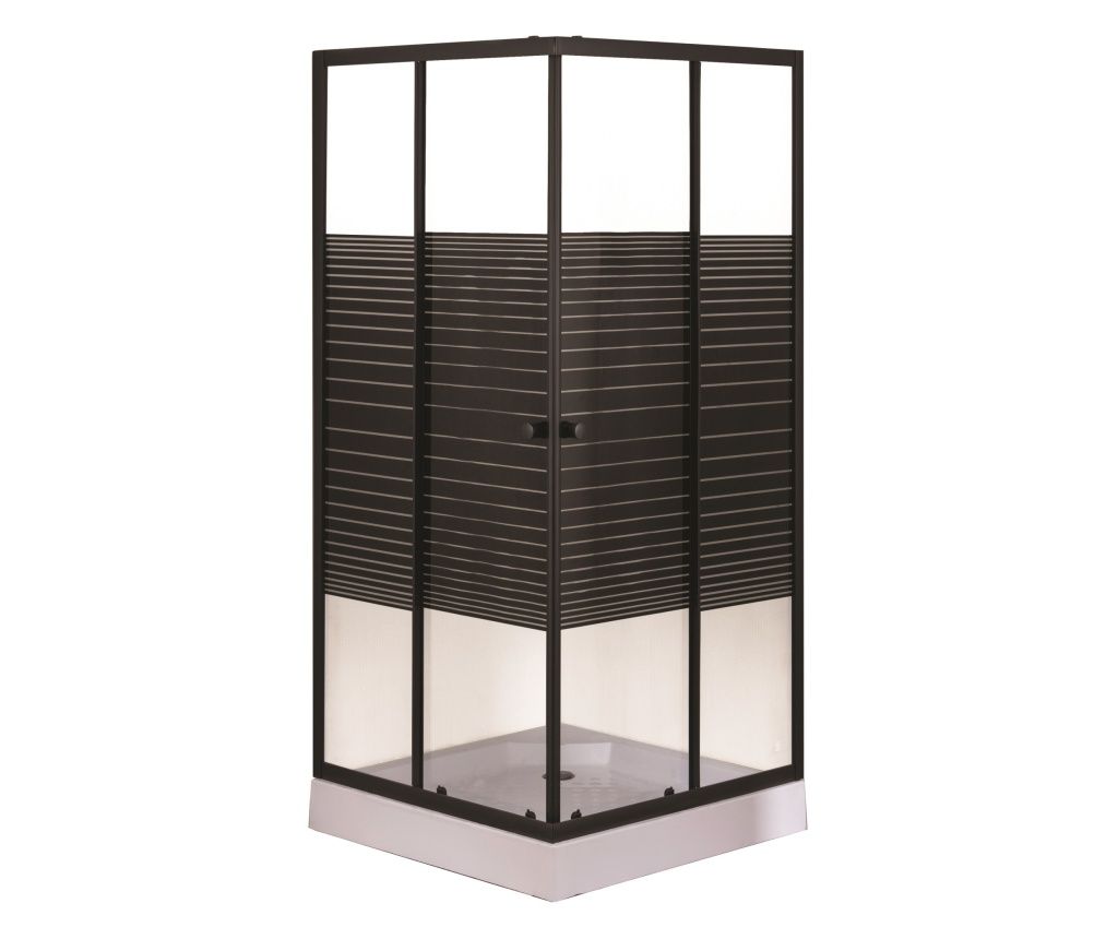 90x90 OPTIMA SW-824B Black Line Shower Cabin (black line glass and black frame)